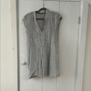 CP Shades for Free People Striped blue & natural Women's tunic pintucked small